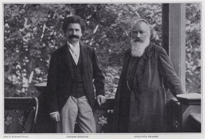 Kompositörerna Johann Strauss den yngre och Johannes Brahms, Wien av Austrian Photographer
