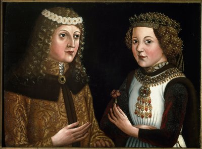 Porträtt av Ladislaus Posthumous, kung av Böhmen, Ungern och Kroatien, med sin fästman Magdalena av Valois av Austrian School