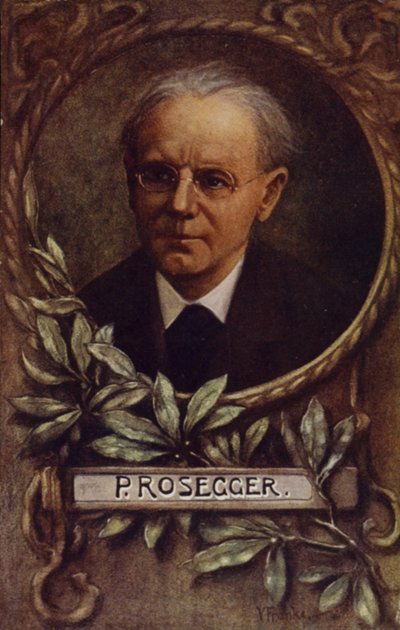 Porträtt av Peter Rosegger av Austrian School