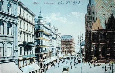 Vykort med Stefansplatsen och Stefanskatedralen, Wien av Austrian School