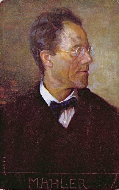 Vykort föreställande ett porträtt av Gustav Mahler (1860-1911) ca 1910 (färglitografi) av Austrian School