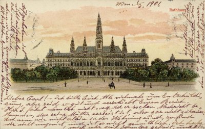 Vykort föreställande rådhuset i Wien av Austrian School