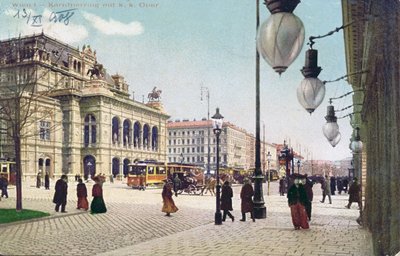 Kaerntnerring och den kejserliga och kungliga operan i Wien, 1908 av Austrian School