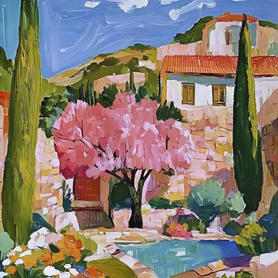 Pink Blossom Village av Avanesova Elena