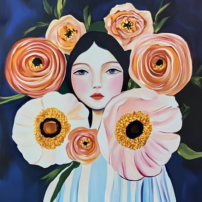 Ett fridfullt blommoporträtt av Avanesova Elena