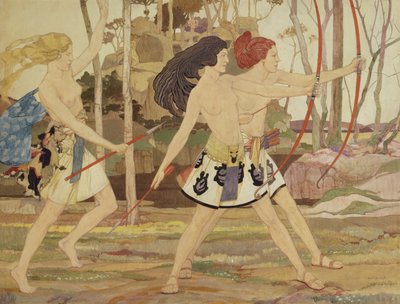 Amazoner (akvarell och tempera på papper) av Averil Mary Burleigh