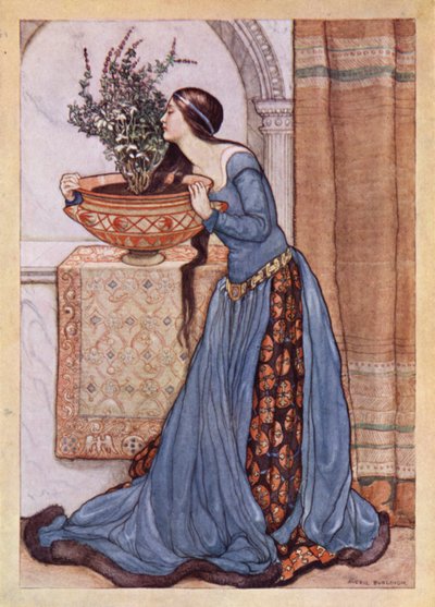 John Keats: Isabella, Or, The Pot Of Basil (färg litho) av Averil Mary Burleigh