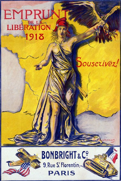 Affisch för "" The Loan of Liberation 1918: Prenumerera! "" - sjuk. av B. Chavannaz, förbehållna rättigheter. av B. Chavannaz