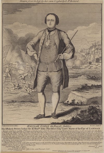 Hannah Snell, den kvinnliga soldaten (gravyr) av B. Cole