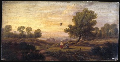 Ballong över skogsmark, ca 1840 av B. Cook
