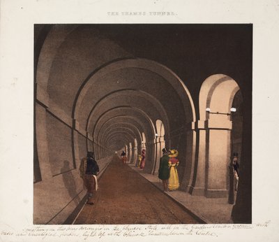 Themsen-tunneln, graverad av J.D. Harding, ca 1835 av B. after Dixie