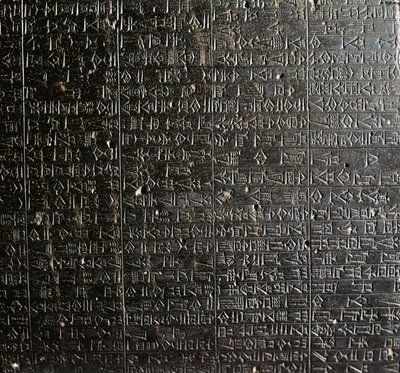 Diorite stela med kod av Hammurabi av Babylonian