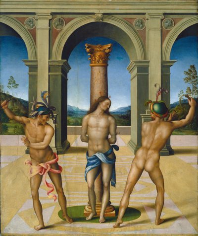 The flagellation of Christ, ca. 15121515. av Bacchiacca