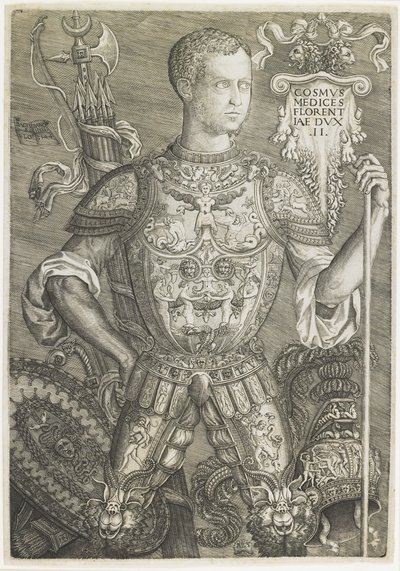 Cosmo I de Medici, graverad av Niccolo della Casa (fl. C.1543-48) av Baccio (after) Bandinelli