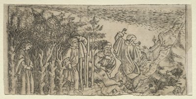 Dante Lost in the Wood: Escape and Meeting Virgil, Canto I, 1481. av Baccio Baldini