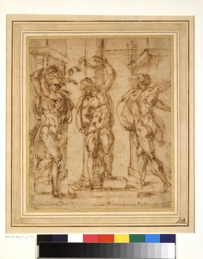 The Flagellation (penna och brunt bläck på papper) av Baccio Bandinelli