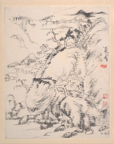 Landskapsalbum, daterat 1699. av Bada Shanren