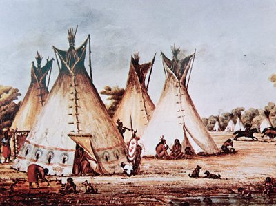 Village of the Kiowa Tribe (olja på duk) av Baldwin Mollhausen