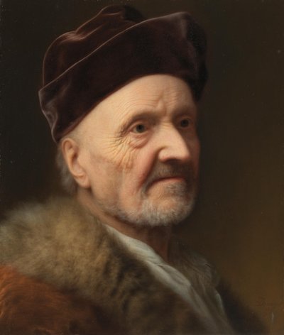 Porträtt av en gammal man i päls av Balthasar Denner