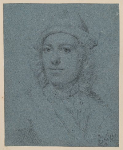 Bröstbild av en ung man med mössa, sedd framifrån av Balthasar Denner