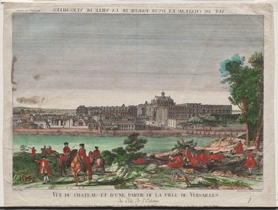 Utsikt över slottet och en del av staden Versailles av Balthasar Friedrich Leizelt