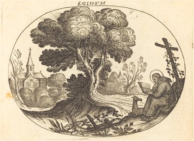 Saint Egidius och en Doe av Balthasar Moncornet