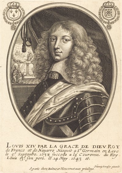 Ludvig XIV, kung av Frankrike av Balthasar Moncornet after Henry Stresor