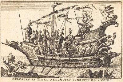 Meleager och Tydeus ledde Argonauterna till Amor av Balthasar Moncornet after Remigio Cantagallina