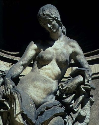 Detalj från en skulptur av en nymf av Balthasar Permoser