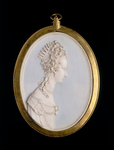 Elfenbensmedaljong med ett porträtt av Violante av Bayern av Balthasar Permoser