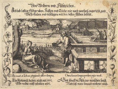 Av dammar och fiskdammar, illustration från Petrarch, Glück und Unglück Spiegel, figur..., 1652. av Balthasar Schwan
