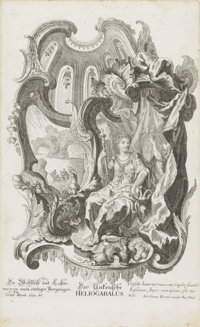 Den oguke Heliogabalus Den okaste Heliogabalus (titel på objekt) Allegoriska figurer (serietitel) av Balthasar Sigmund Setletzky