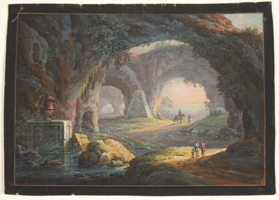 Ett fantasilandskap med gamla ruiner och figurer av Barbara Dietzsch