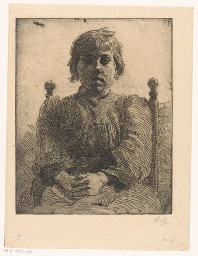 Porträtt av en okänd flicka av Barbara Elisabeth van Houten (signed by artist)