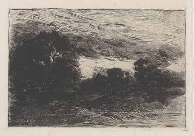 Landskap med träd och stormig himmel av Barbara Elisabeth van Houten
