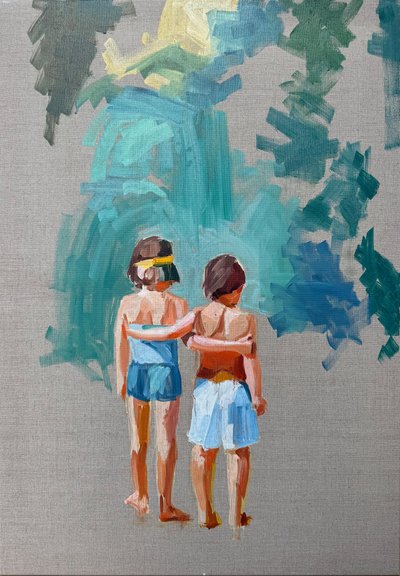 Bittersweet 2, 2025, olja på linneduk av Barbara Hoogeweegen