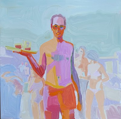 down the islands, 2021, olja på duk av Barbara Hoogeweegen