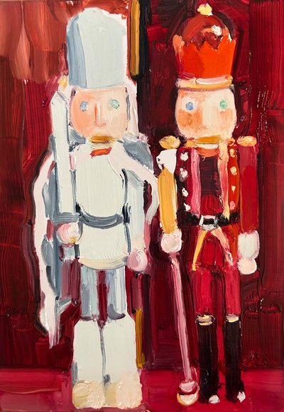 nötknäppare, 2024, olja på pannå av Barbara Hoogeweegen