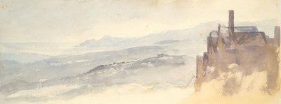 Landskap: Hus på klippan (akvarell och grafit på vävt papper) av Barbara Leigh Smith Bodichon