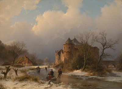 Ett slott i ett vinterlandskap av Barend Cornelis Koekkoek