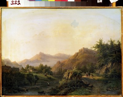 Landskap med ett sätt. Målning av Barend Cornelis Koekkoek (1803-1862). Olja på duk. holländsk konst. M. Kroshitsky konstmuseum, Sevastopol (Sevastopol), Ukraina av Barend Cornelis Koekkoek