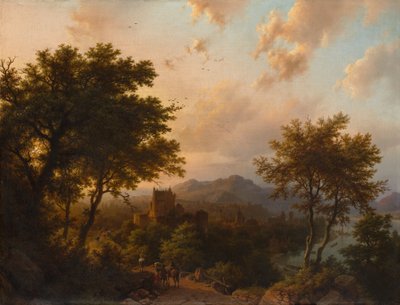 Solnedgång på Rhen, 1853. av Barend Cornelis Koekkoek