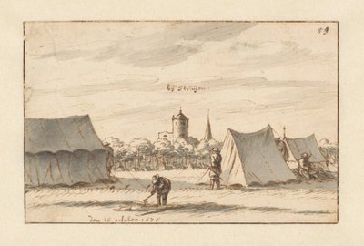 Läger för armén av Willem III nära Sint-Truiden, Limburg av Barend Klotz (attributed to)