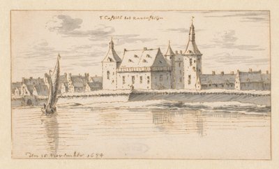 Utsikt över slottet Ravenstein, North Brabant av Barend Klotz (attributed to)