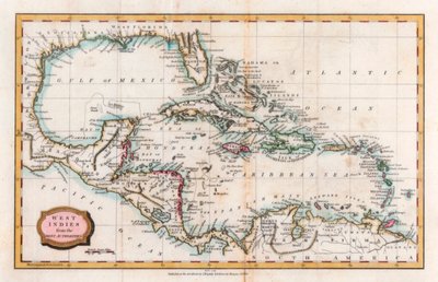 Karta över Västindien, 1700-talet. av Barlow