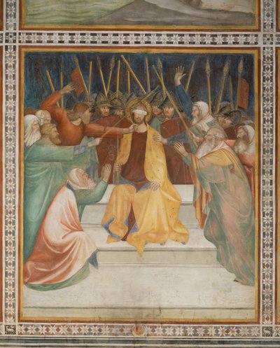 Scen från Nya testamentet: Crowning with Thorns (fresk) av Barna da Siena