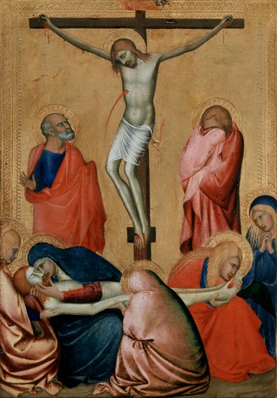Korsfästelsen och klagan, 1300-talet av Barna da Siena