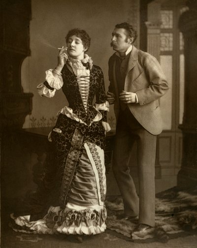 Mary Rorke och Charles Wyndham, brittiska skådespelare, 1882 av Barnes and Bell Brown