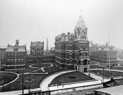 Cook County Hospital, ca 1900, Chicago, Illinois, USA, ca 1900 (s/v foto) av Barnes and Crosby