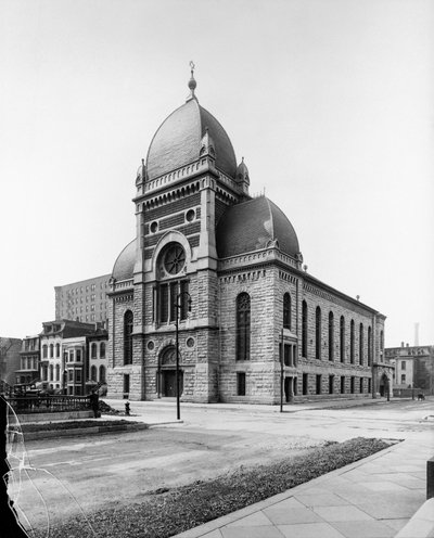 Sinai Congregation, Chicago, Illinois, USA, ca 1900 (s/v foto) av Barnes and Crosby